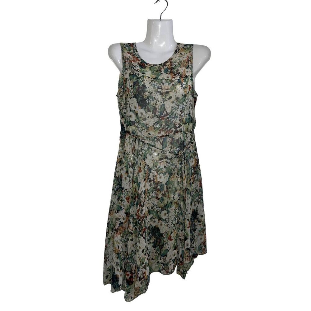 Bonanza Sleeveless Floral Boho Dress Botanical Garden Brunch Tie Waist